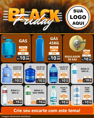 Modelo de Rede Social para Feed Instagram com o tema Black Friday para Água e gás
