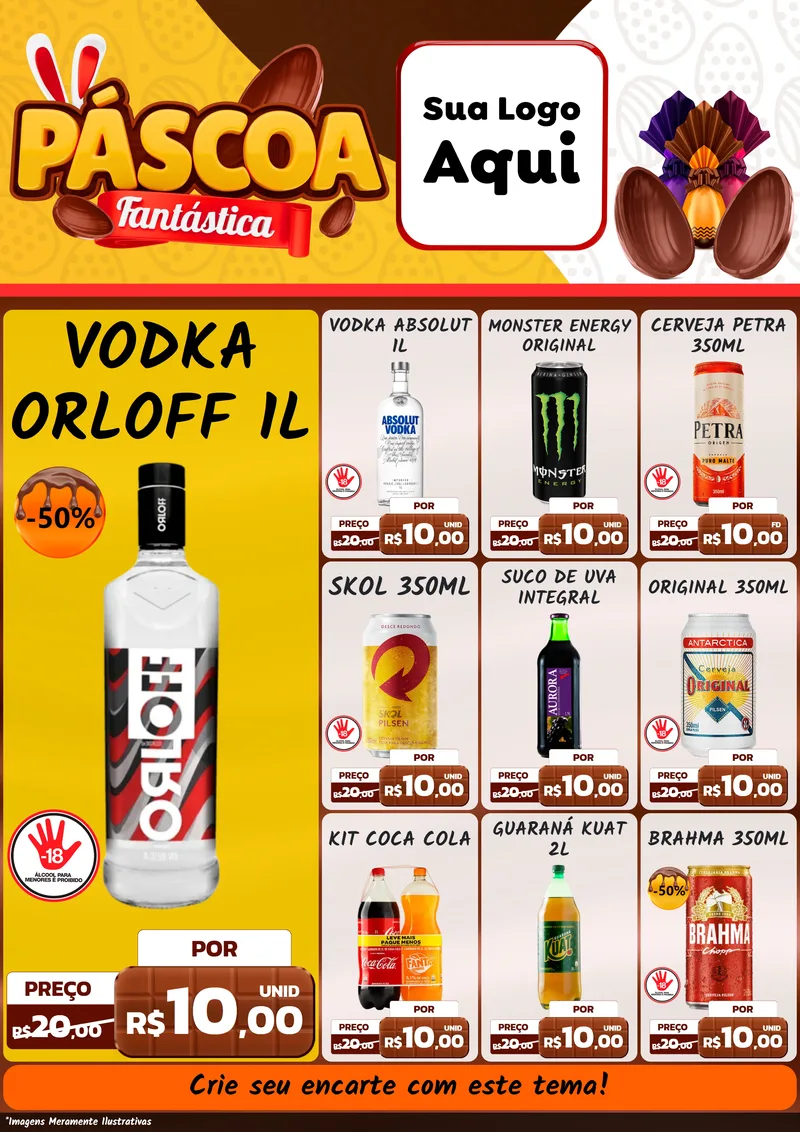 Modelo de Encarte para Encarte A4 Vertical com o tema Páscoa Fantástica para Distribuidora de bebidas