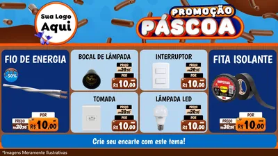 Modelo de TV para TV Horizontal com o tema Promoção Páscoa para Materiais Elétricos