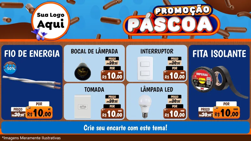 Modelo de TV para TV Horizontal com o tema Promoção Páscoa para Materiais Elétricos
