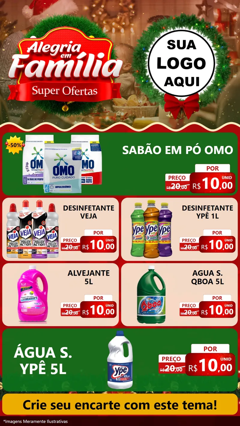 Modelo de TV para TV Vertical com o tema Alegria Em Família - Super Ofertas para Produtos de Limpeza