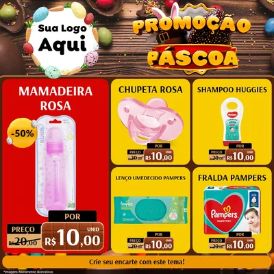 Modelo de Rede Social para Feed Facebook com o tema Promoção Páscoa para Bebês