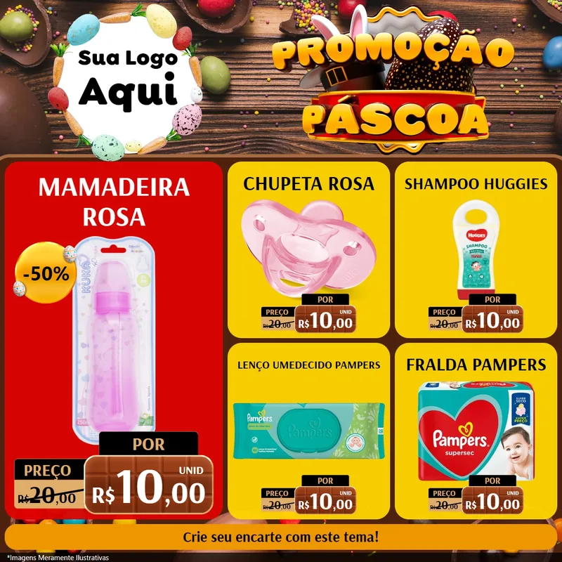 Modelo de Rede Social para Feed Facebook com o tema Promoção Páscoa para Bebês
