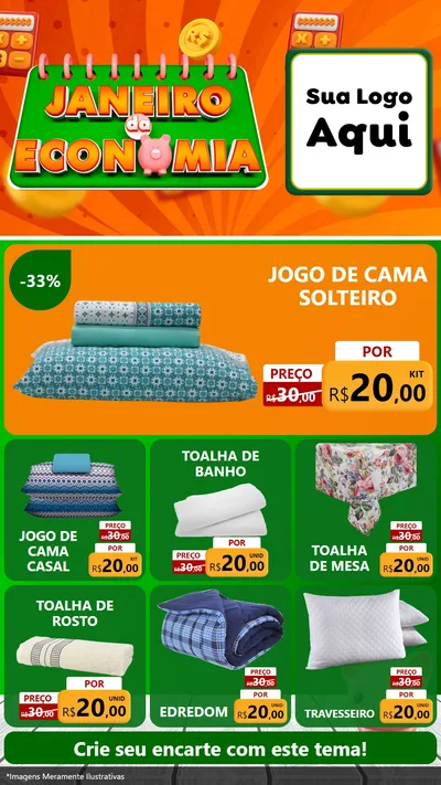Modelo de Rede Social para Stories com o tema Janeiro da Economia para Cama, Mesa e Banho