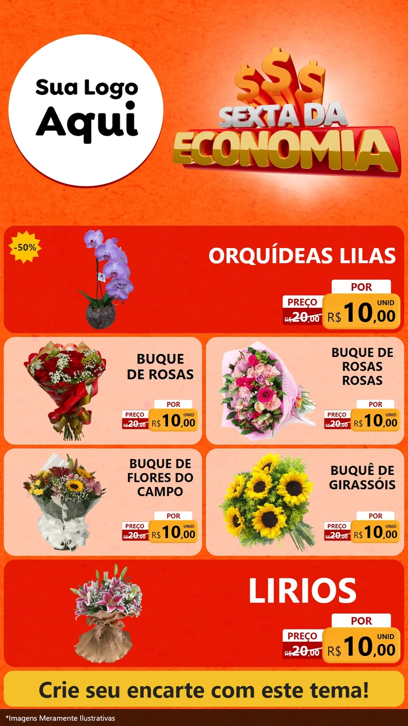 Modelo de TV para TV Vertical com o tema Sexta da Economia para Floricultura e jardim