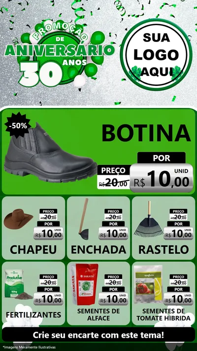 Modelo de Rede Social para Stories com o tema Promoção de Aniversário - 30 Anos para Agropecuária