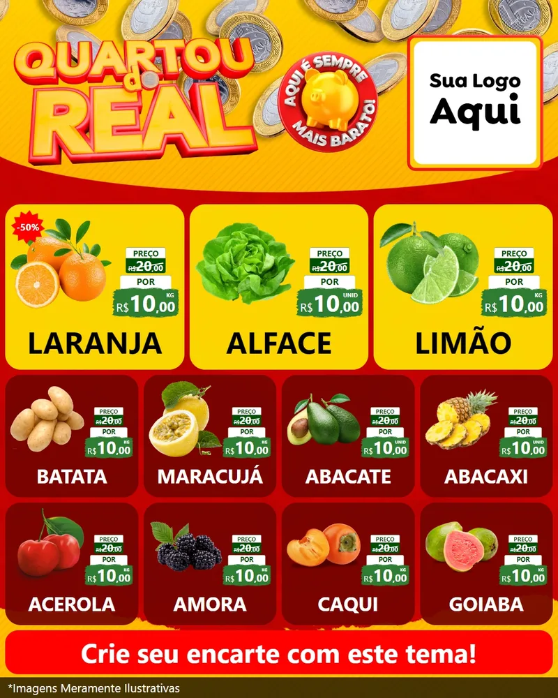 Modelo de Rede Social para Feed Instagram com o tema Quartou do Real para Hortifrúti