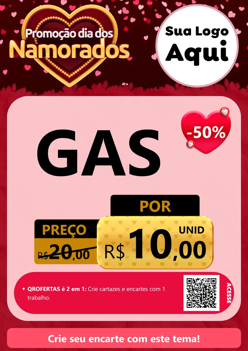 Modelo de Cartaz para Cartaz A4 Vertical com o tema Promoção Dia Dos Namorados para Água e gás