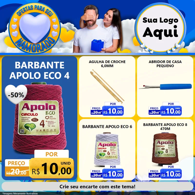 Modelo de Rede Social para Feed Facebook com o tema Ofertas Para Seu Namorado para Armarinho e Aviamentos