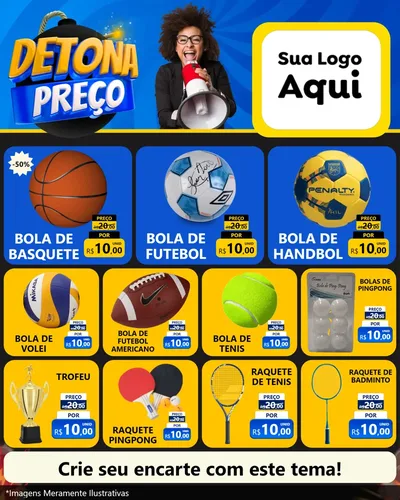 Modelo de Rede Social para Feed Instagram com o tema Detona Preços para Artigos Esportivos