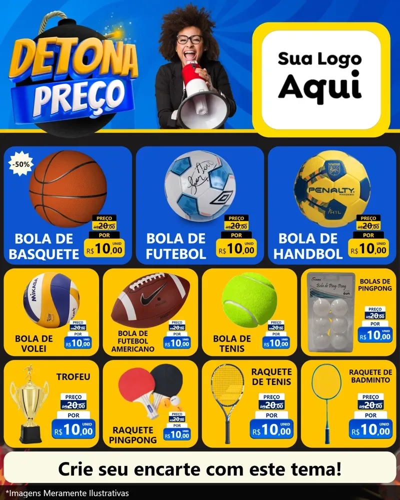 Modelo de Rede Social para Feed Instagram com o tema Detona Preços para Artigos Esportivos
