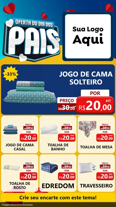 Modelo de Rede Social para Stories com o tema Oferta Do Dia Dos Pais para Cama, Mesa e Banho