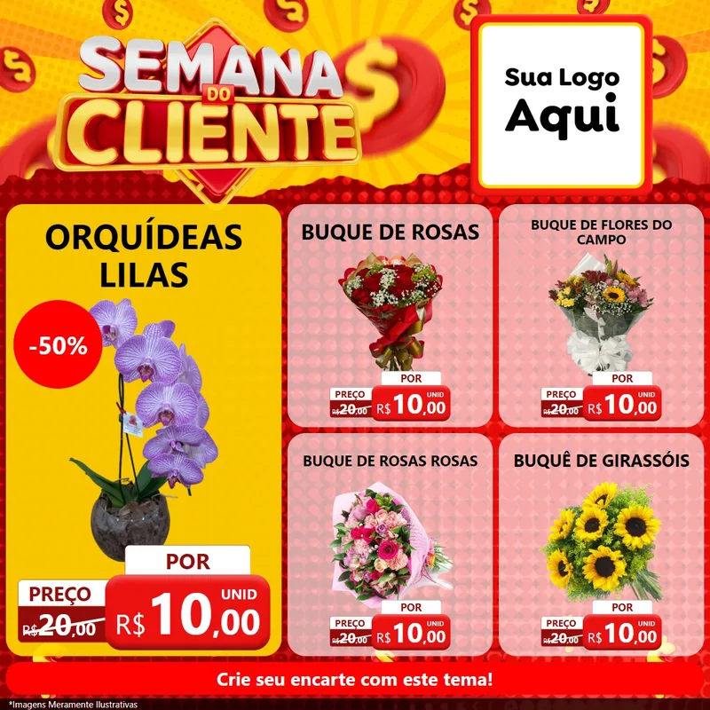 Modelo de Rede Social para Feed Facebook com o tema Semana do Cliente para Floricultura e jardim