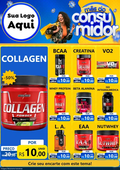 Modelo de Encarte para Encarte A4 Vertical com o tema Mês do Consumidor para Suplementos alimentares