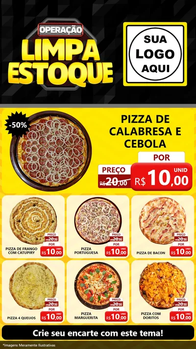 Modelo de Rede Social para Stories com o tema Operação Limpa Estoque para Pizzaria