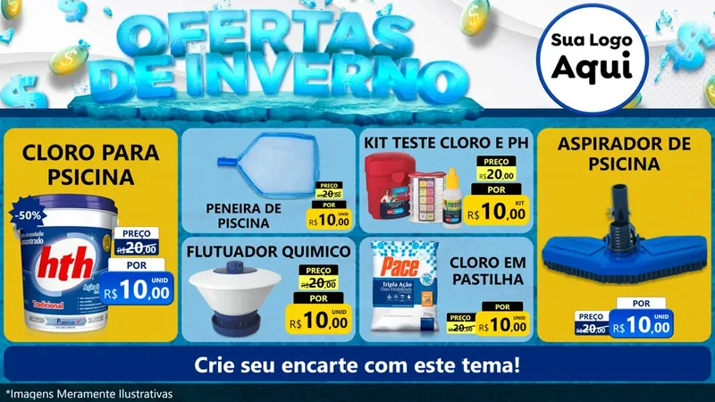 Modelo de TV para TV Horizontal com o tema Ofertas de Inverno para Produtos para Piscina