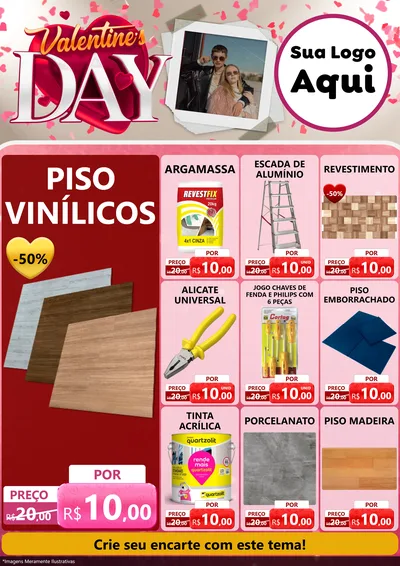 Modelo de Encarte para Encarte A4 Vertical com o tema Valentine's Day para Material para Construção