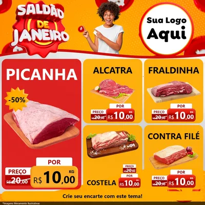 Modelo de Rede Social para Feed Facebook com o tema Saldão de Janeiro para Açougue
