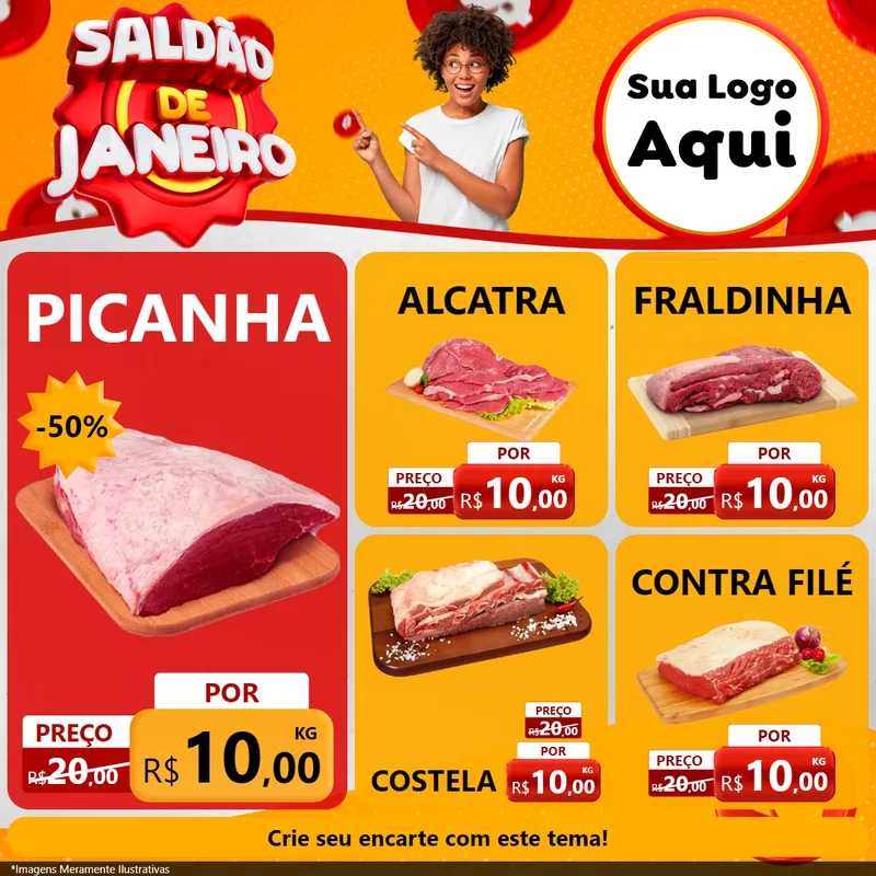 Modelo de Rede Social para Feed Facebook com o tema Saldão de Janeiro para Açougue