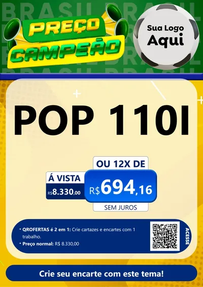 Modelo de Cartaz para Cartaz A4 Vertical com o tema Preço Campeão - Copa para Concessionaria de Motos