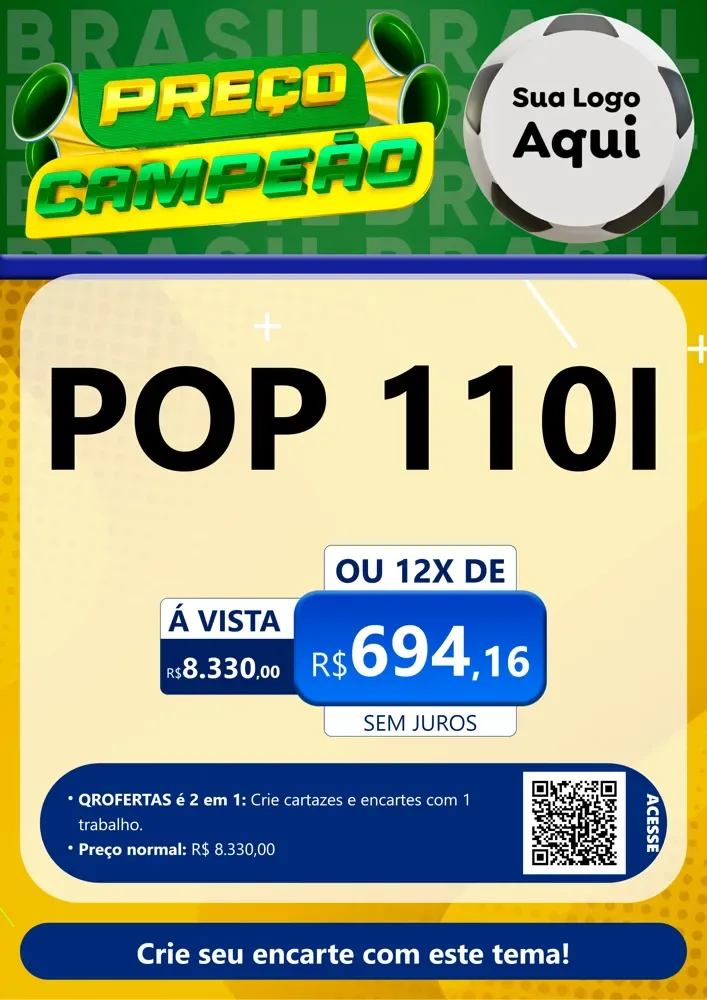 Modelo de Cartaz para Cartaz A4 Vertical com o tema Preço Campeão - Copa para Concessionaria de Motos