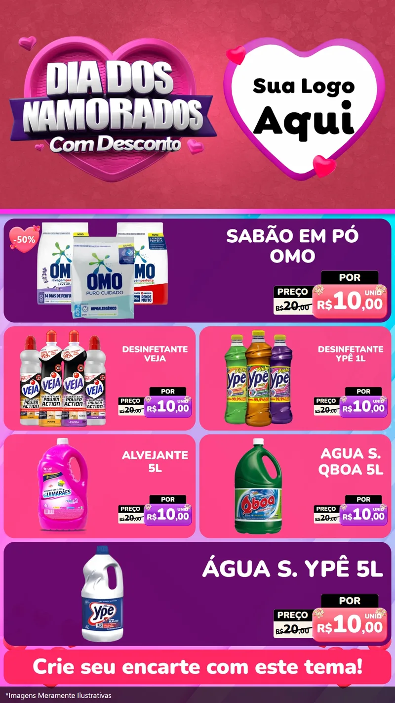 Modelo de TV para TV Vertical com o tema Dia Dos Namorados Com Desconto para Produtos de Limpeza