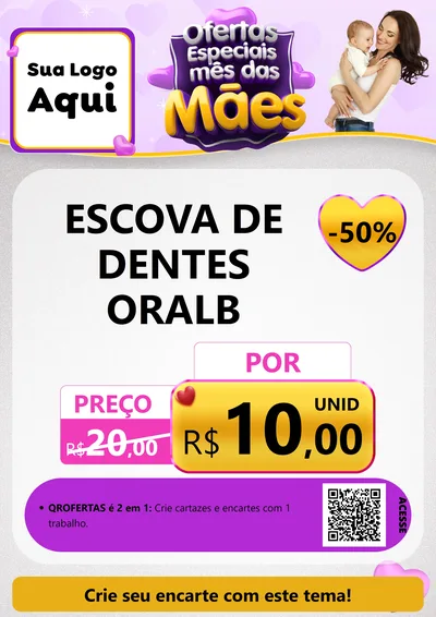 Modelo de Cartaz para Cartaz A4 Vertical com o tema Ofertas Especiais - Mês das Mães para Higiene Pessoal