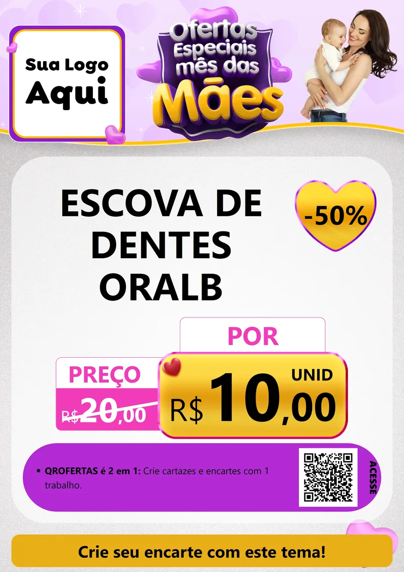 Modelo de Cartaz para Cartaz A4 Vertical com o tema Ofertas Especiais - Mês das Mães para Higiene Pessoal