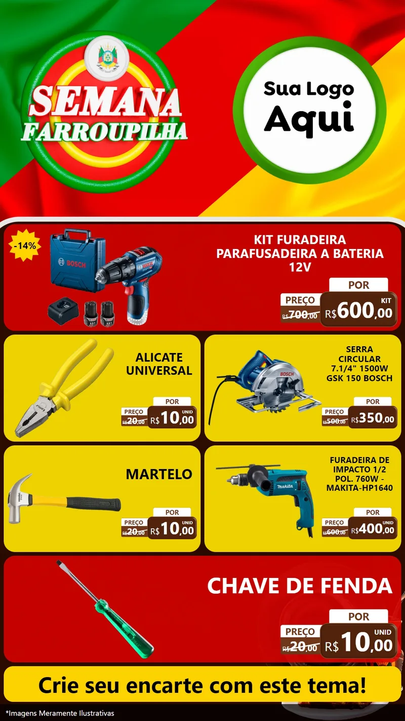 Modelo de TV para TV Vertical com o tema Semana Farroupilha para Maquinas e Ferramentas