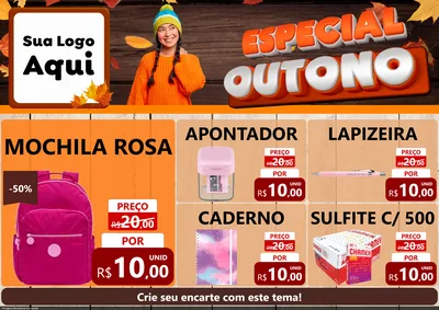 Modelo de Encarte para Encarte A4 Horizontal com o tema Especial Outono para Papelaria