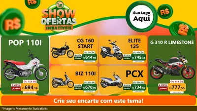 Modelo de TV para TV Horizontal com o tema Show de Ofertas Imbatíveis para Concessionaria de Motos