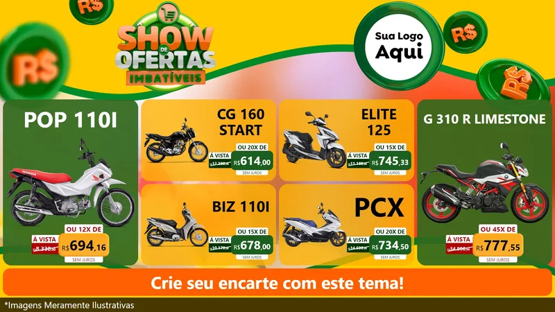 Modelo de TV para TV Horizontal com o tema Show de Ofertas Imbatíveis para Concessionaria de Motos