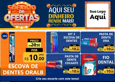 Modelo de Encarte para Encarte A4 Horizontal com o tema Sábado de Ofertas Imperdíveis para Higiene Pessoal