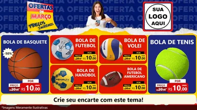 Modelo de TV para TV Horizontal com o tema Ofertas de Março - Preços Incríveis para Artigos Esportivos