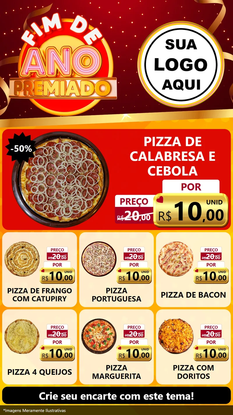 Modelo de Rede Social para Stories com o tema Fim de Ano Premiado para Pizzaria