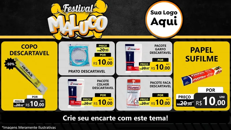 Modelo de TV para TV Horizontal com o tema Festival Maluco para Embalagens