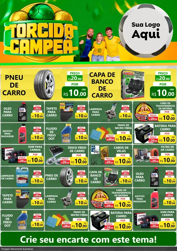 Modelo de Encarte para Encarte A4 Vertical com o tema Torcida Campeã - Copa para Auto peças