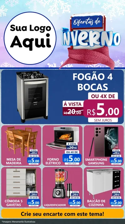 Modelo de Rede Social para Stories com o tema Ofertas de Inverno para Móveis e Eletro