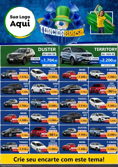 Modelo de Encarte para Encarte A4 Vertical com o tema Torcida Brasil - Copa para Concessionaria de Carros