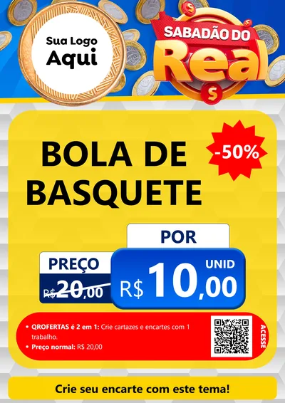 Modelo de Cartaz para Cartaz A4 Vertical com o tema Sabadão do Real para Artigos Esportivos