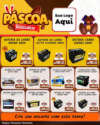 Modelo de Rede Social para Feed Instagram com o tema Páscoa Fantástica para Baterias Elétricas