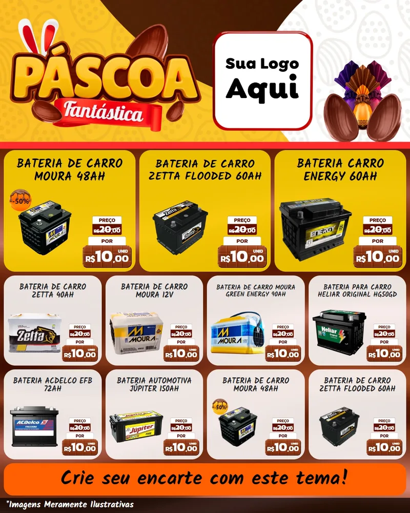 Modelo de Rede Social para Feed Instagram com o tema Páscoa Fantástica para Baterias Elétricas