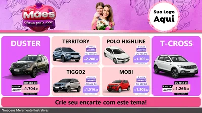 Modelo de TV para TV Horizontal com o tema Dia das Mães Ofertas para Você! para Concessionaria de Carros
