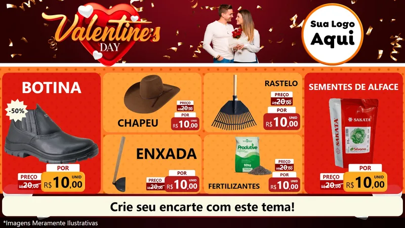 Modelo de TV para TV Horizontal com o tema Valentine's Day para Agropecuária