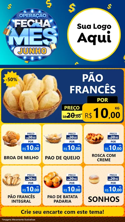 Modelo de Rede Social para Stories com o tema Operação Fecha Mês, Junho para Padaria
