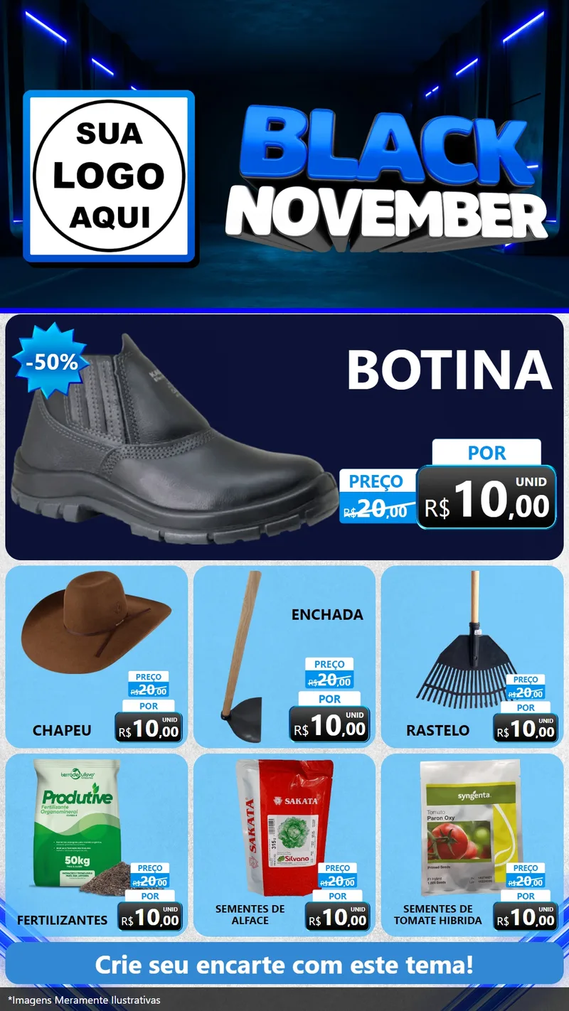Modelo de Rede Social para Stories com o tema Black November para Agropecuária