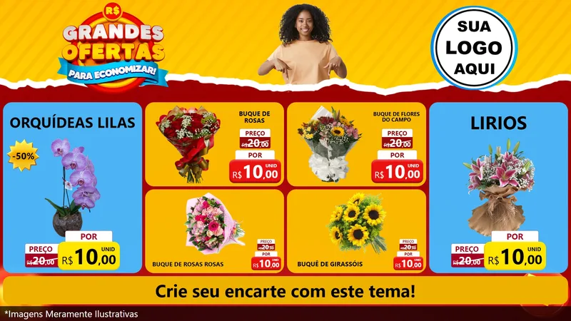 Modelo de TV para TV Horizontal com o tema Grandes Ofertas Para Economizar! para Floricultura e jardim