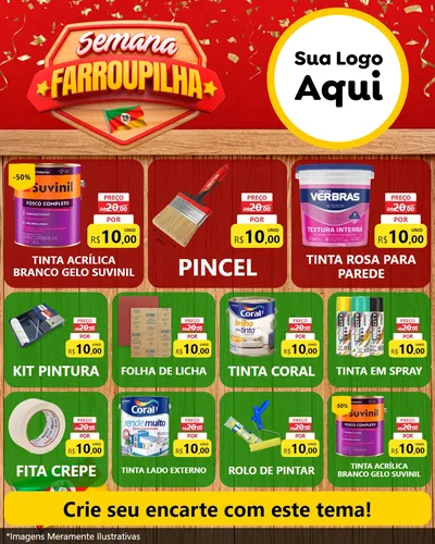 Modelo de Rede Social para Feed Instagram com o tema Semana Farroupilha para Tintas e Ferramentas