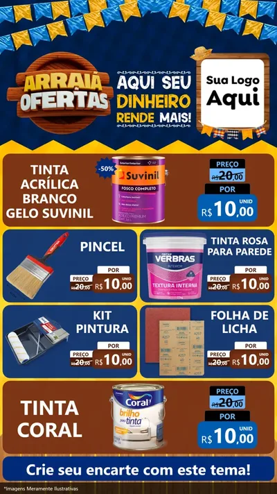 Modelo de TV para TV Vertical com o tema Arraiá de Ofertas - Junina para Tintas e Ferramentas