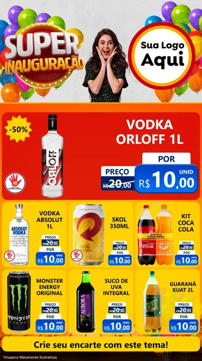 Modelo de Rede Social para Stories com o tema Super Inauguração para Distribuidora de bebidas
